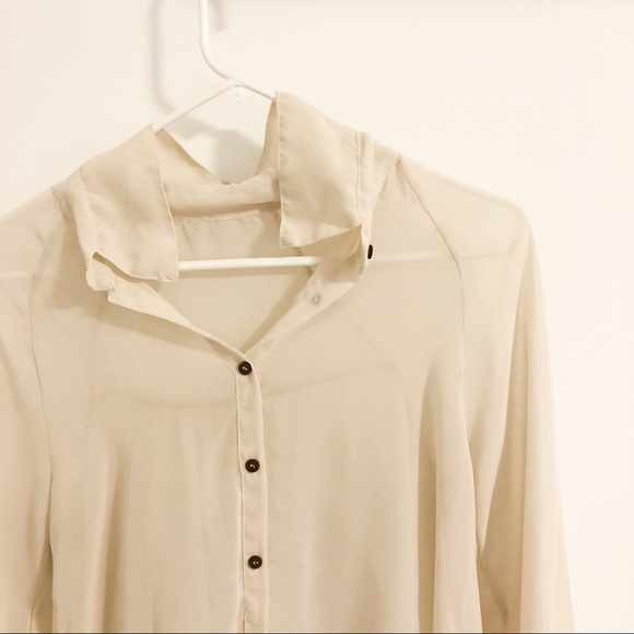 Brandy Melville Sheer High-Low Button-Down Blouse (O/S) - Picture 2 of 5